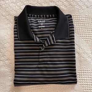 IZOD Pro Series Polo Golf Shirt Black Striped Men’s Size Large L